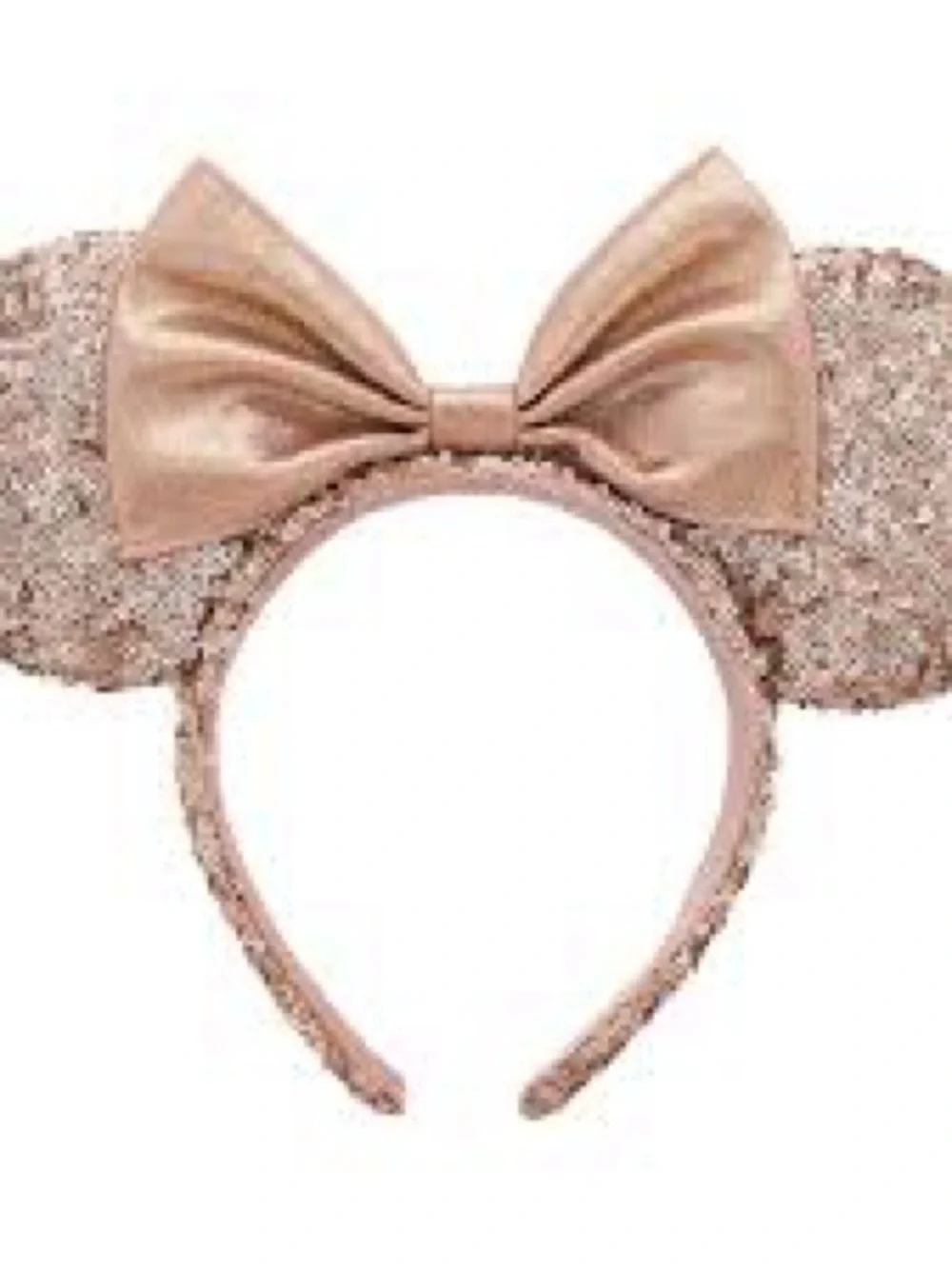 Disney Minnie Mouse Rose Gold Sequin Ear Headband with Metallic Bow